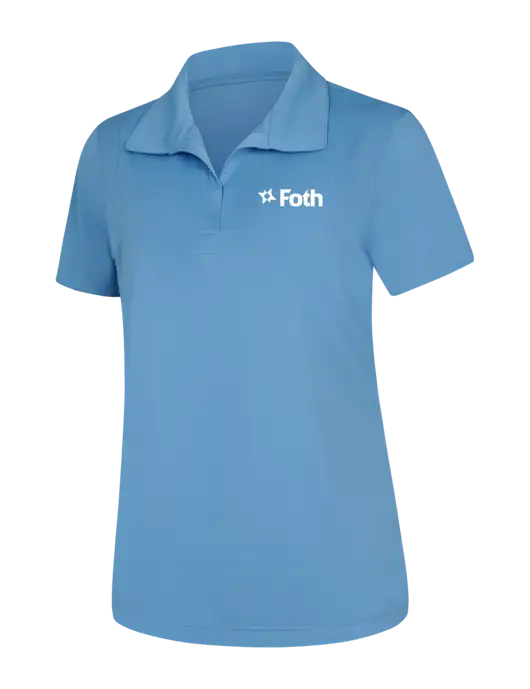 Womens Carolina Blue Micropique Sport-Wick Polo w/Foth Logo