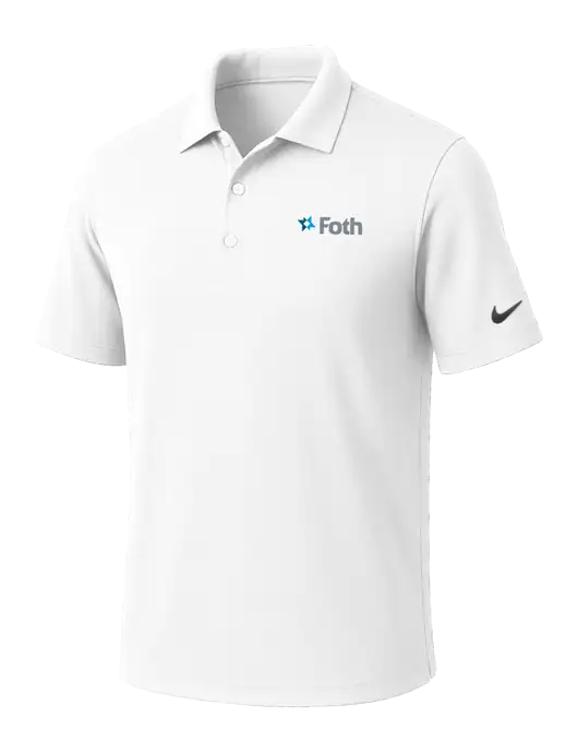NIKE White Dri-Fit Micro Pique Polo w/Foth Logo