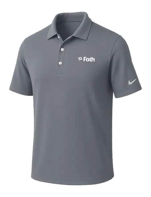 NIKE Medium Grey Dri-Fit Micro Pique Polo w/Foth Logo
