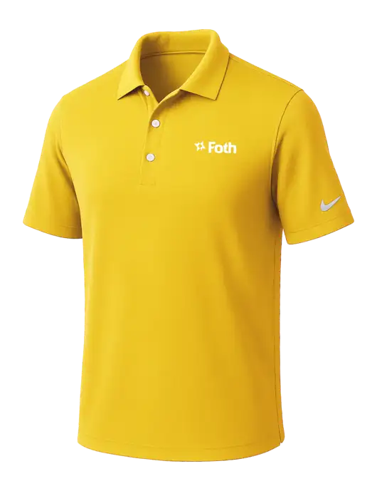 NIKE Yellow Gold Dri-Fit Micro Pique 2.0 Polo
 w/Foth Logo