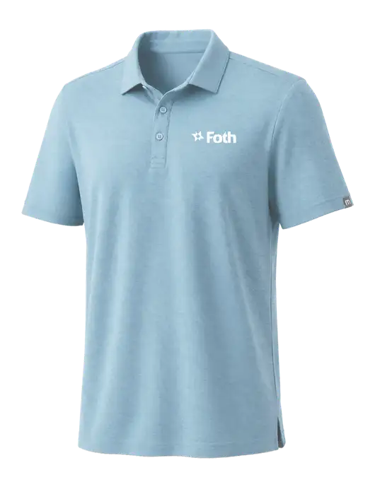 TravisMathew Light Sapphire Heather Coto Performance Polo w/Foth Logo