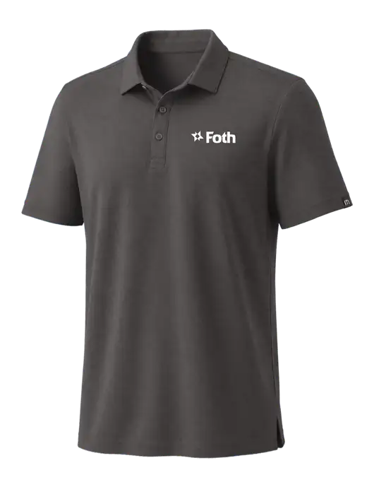 TravisMathew Med Dark Grey Coto Performance Polo w/Foth Logo