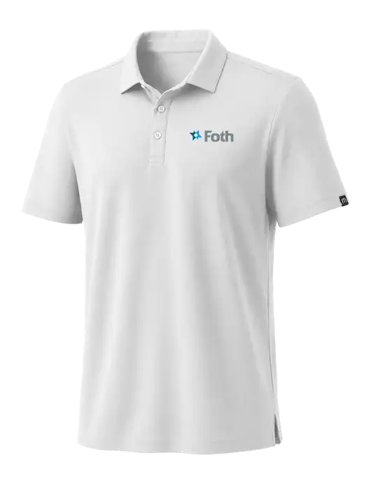 TravisMathew White Coto Performance Polo w/Foth Logo