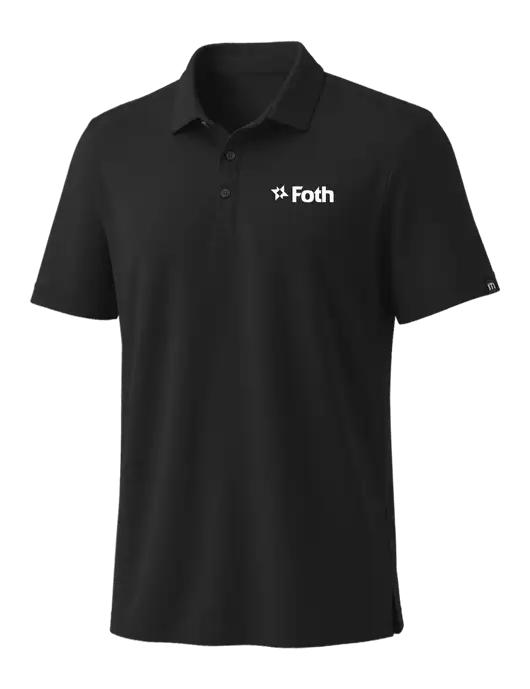 TravisMathew Black Coto Performance Polo w/Foth Logo