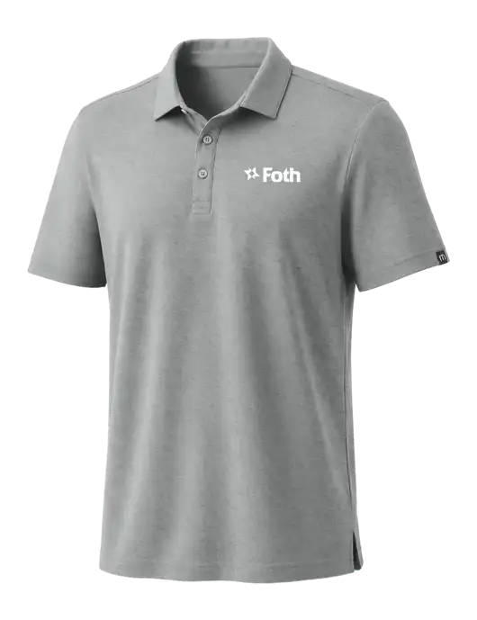 TravisMathew Medium Grey Heather Coto Performance Polo w/Foth Logo