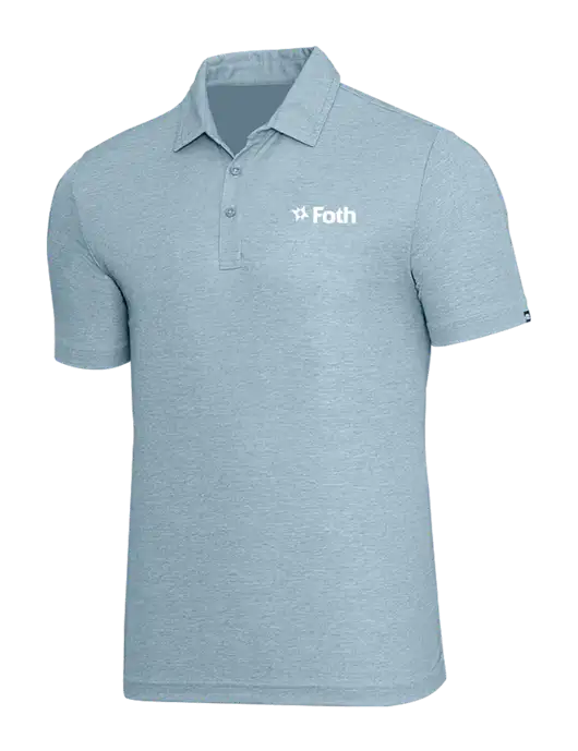 TravisMathew Light Blue Heather Oceanside Polo w/Foth Logo