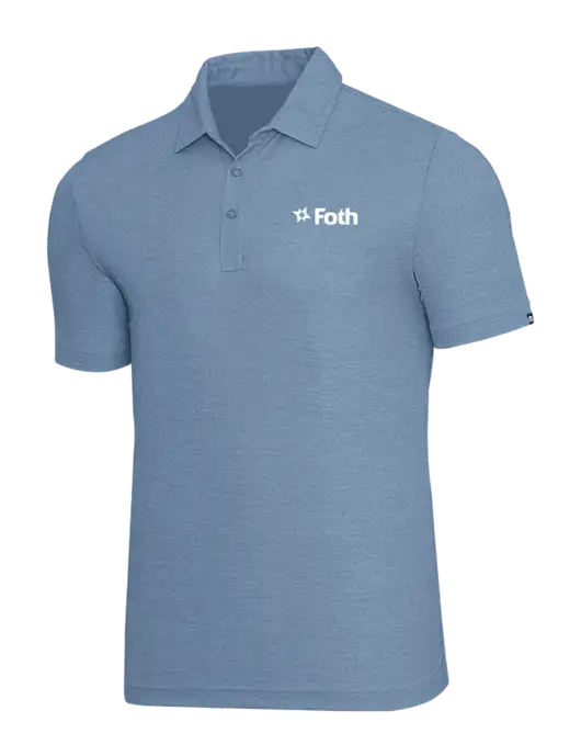 TravisMathew Slate Blue Heather Oceanside Polo w/Foth Logo