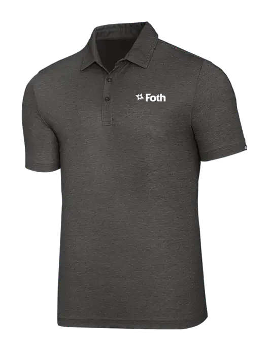 TravisMathew Black Heather Oceanside Polo w/Foth Logo