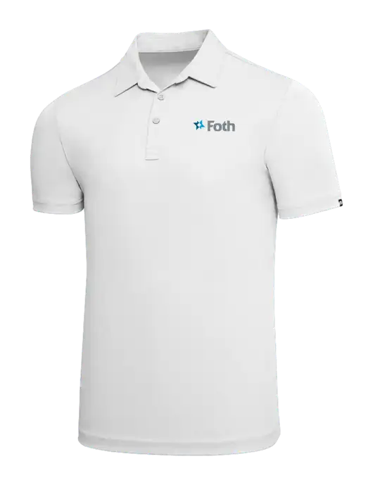 TravisMathew White Solid Oceanside Polo w/Foth Logo