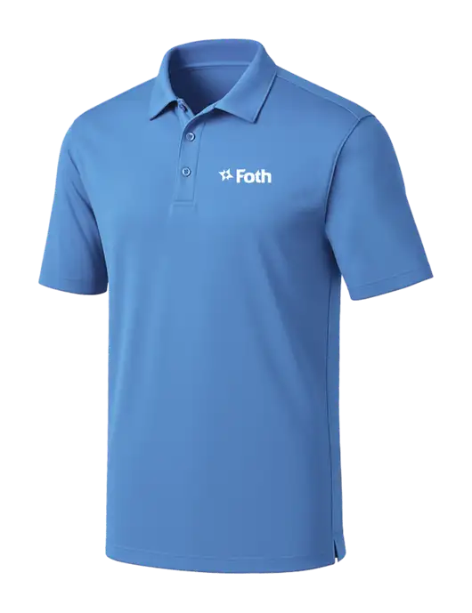 Carolina Blue Silk Touch Performance Polo w/Foth Logo