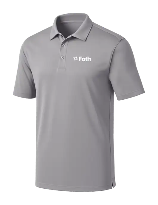 Light Grey Silk Touch Performance Polo w/Foth Logo