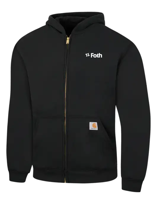Carhartt Black Midweight Hooded Zip-Front Sweatshirt w/Foth Logo