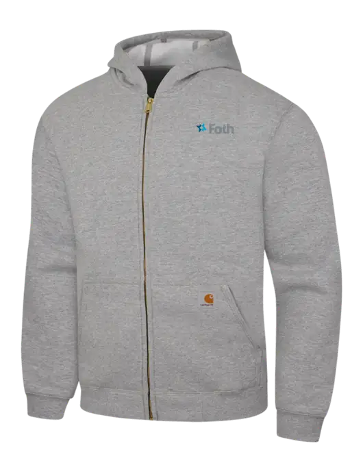 Carhartt Light Grey Heather Midweight Hooded Zip-Front Sweatshirt w/Foth Logo