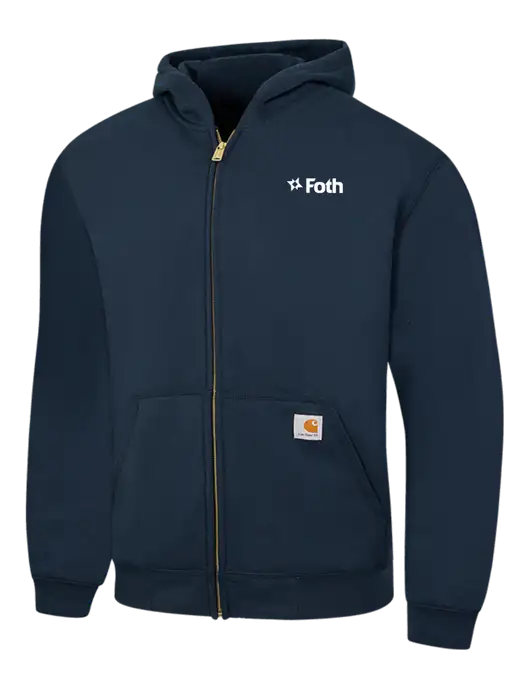 Carhartt Navy Midweight Hooded Zip-Front Sweatshirt w/Foth Logo