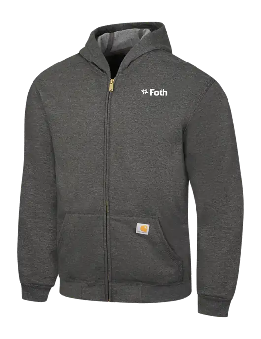 Carhartt Dark Grey Heather Midweight Hooded Zip-Front Sweatshirt w/Foth Logo