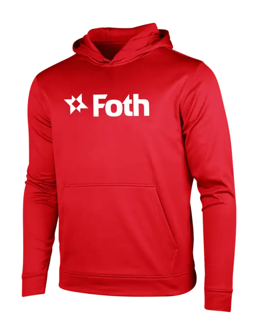 Deep Red Sport-Wick Fleece Hooded Pullover w/Foth Logo
