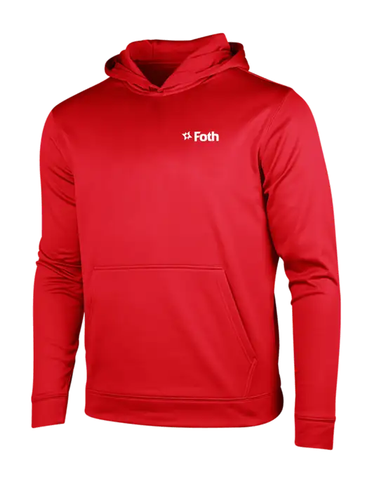 Deep Red Sport-Wick Fleece Hooded Pullover w/Foth Logo
