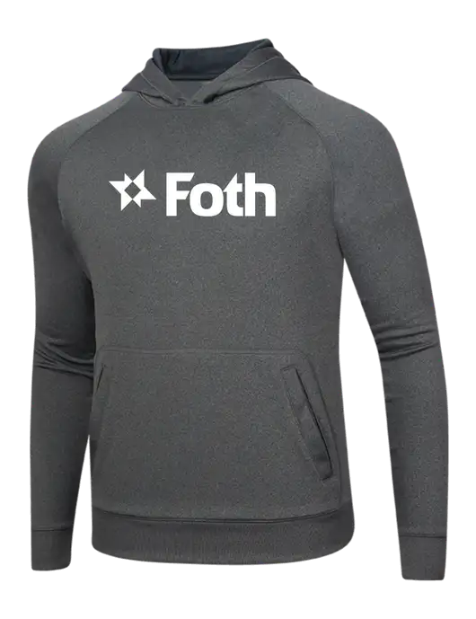 Tech Graphite Heather Fleece Hooded Sweatshirt w/Foth Logo