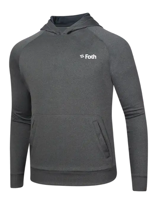 Tech Graphite Heather Fleece Hooded Sweatshirt w/Foth Logo