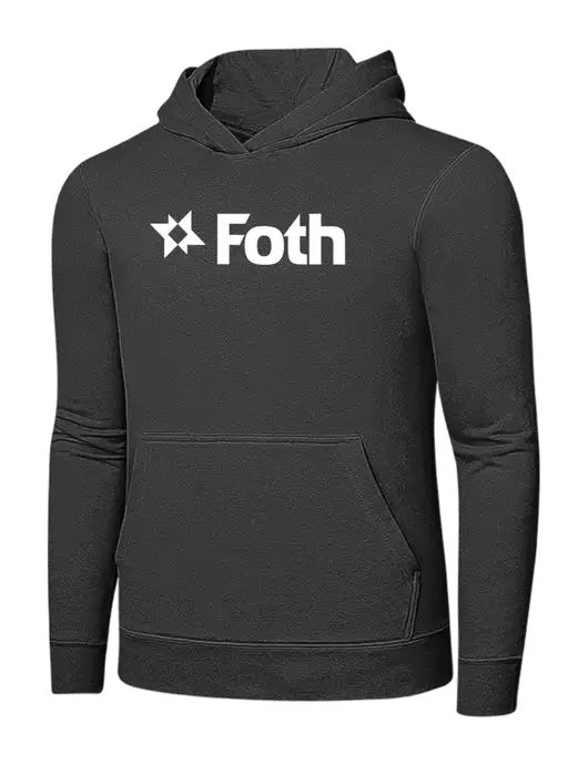 Charcoal 7.8 oz Ring Spun Hooded Sweatshirt w/Foth Logo