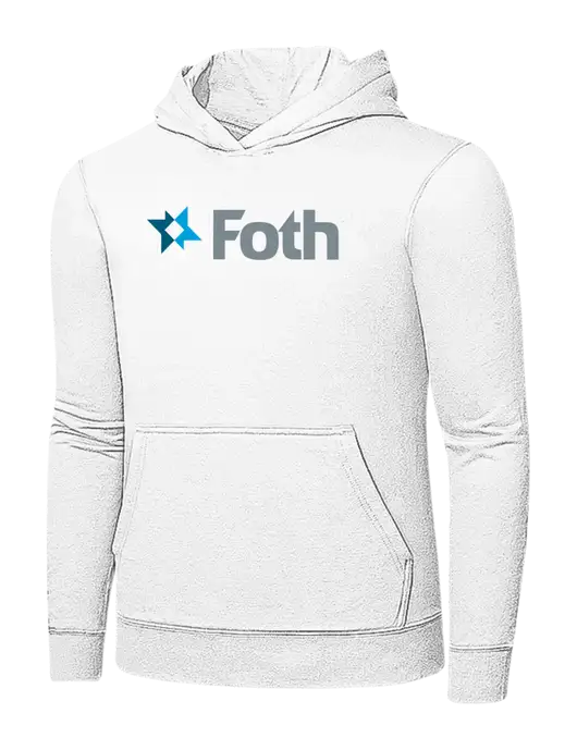White 7.8 oz Ring Spun Hooded Sweatshirt w/Foth Logo
