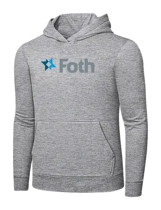 Light Grey Heather 7.8 oz Ring Spun Hooded Sweatshirt w/Foth Logo