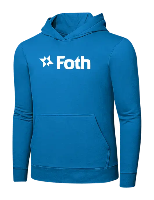 Medium Dark Sapphire 7.8 oz Ring Spun Hooded Sweatshirt w/Foth Logo