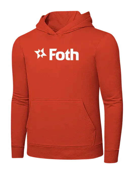 Orange 7.8 oz Ring Spun Hooded Sweatshirt w/Foth Logo