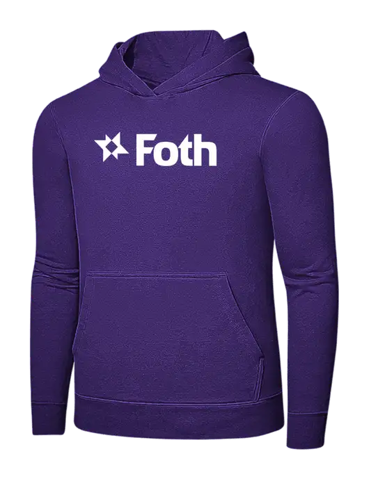 Purple 7.8 oz Ring Spun Hooded Sweatshirt w/Foth Logo