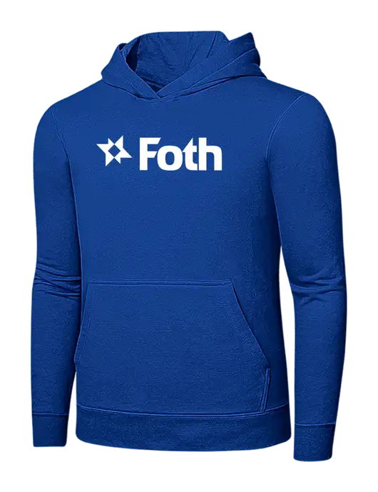 True Royal 7.8 oz Ring Spun Hooded Sweatshirt w/Foth Logo