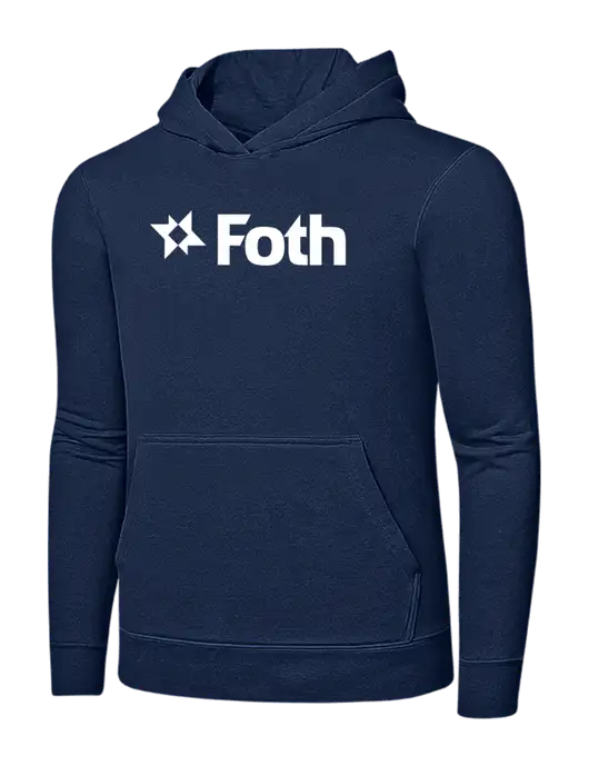 Navy 7.8 oz Ring Spun Hooded Sweatshirt w/Foth Logo