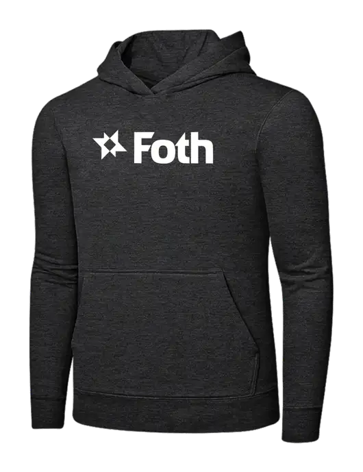 Dark Heather Grey 7.8 oz Ring Spun Hooded Sweatshirt w/Foth Logo