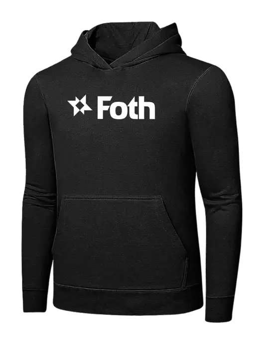 Jet Black 7.8 oz Ring Spun Hooded Sweatshirt w/Foth Logo