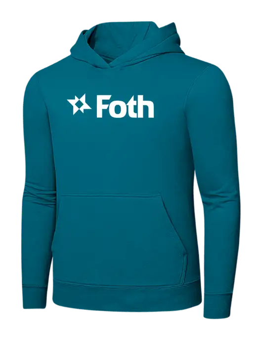 Dark Teal 7.8 oz Ring Spun Hooded Sweatshirt w/Foth Logo
