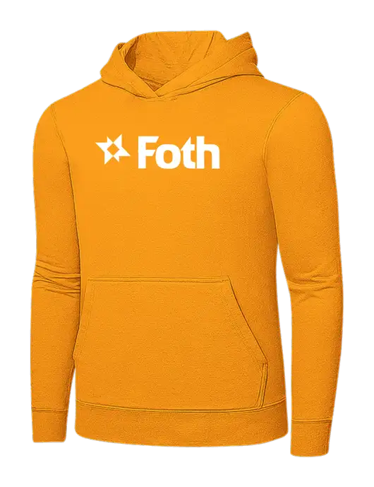 Yellow Gold 7.8 oz Ring Spun Hooded Sweatshirt w/Foth Logo