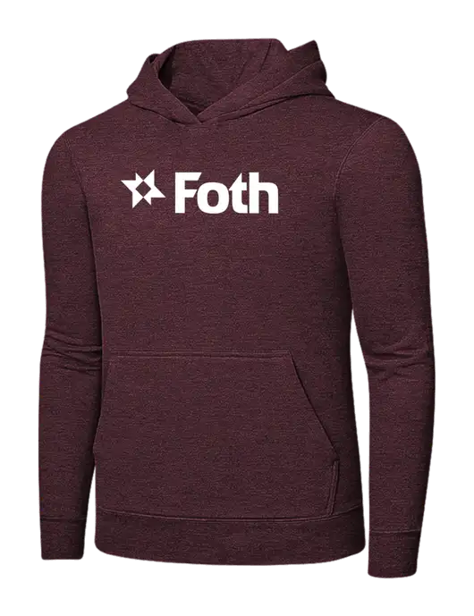 Heather Maroon 7.8 oz Ring Spun Hooded Sweatshirt w/Foth Logo