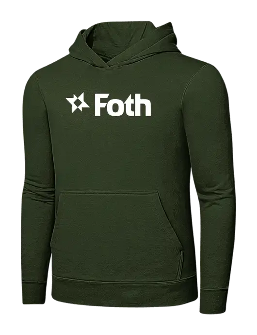 Very Dark Olive 7.8 oz Ring Spun Hooded Sweatshirt w/Foth Logo