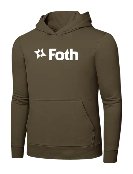 Coyote Brown 7.8 oz Ring Spun Hooded Sweatshirt w/Foth Logo