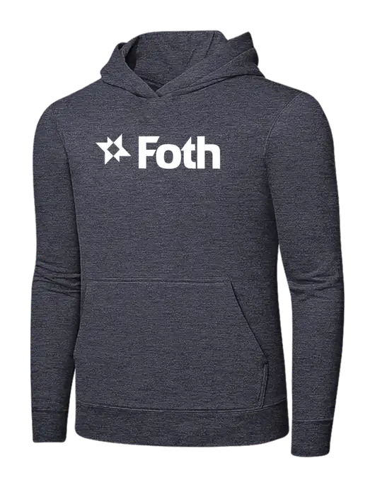 Heather Navy 7.8 oz Ring Spun Hooded Sweatshirt w/Foth Logo