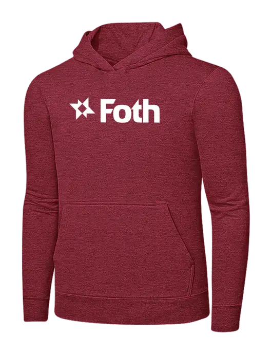 Heather Red 7.8 oz Ring Spun Hooded Sweatshirt w/Foth Logo