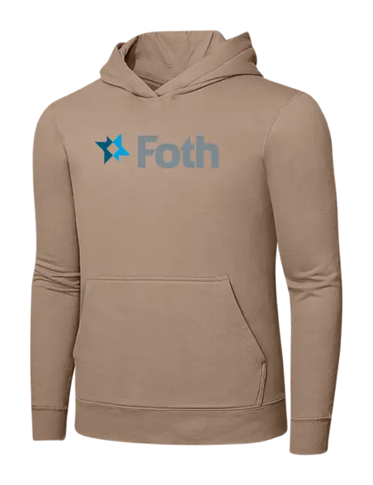 Sand 7.8. oz Ring Spun Hooded Sweatshirt w/Foth Logo