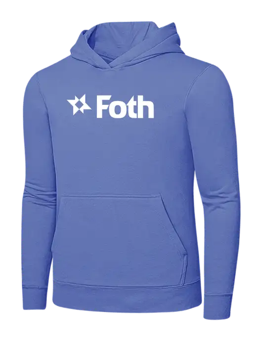 Carolina Blue 7.8 oz Ring Spun Hooded Sweatshirt w/Foth Logo