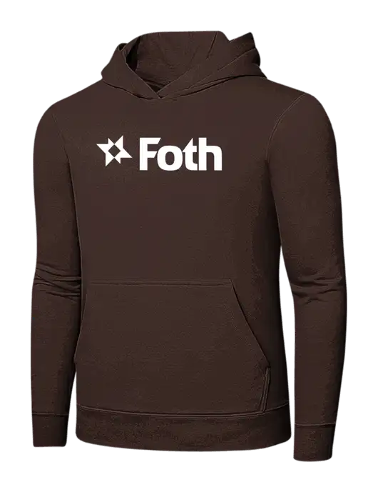 Dark Chocolate Brown 7.8 oz Ring Spun Hooded Sweatshirt w/Foth Logo