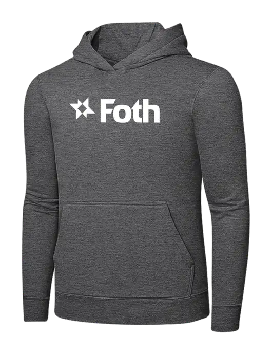 Graphite Heather 7.8. oz Ring Spun Hooded Sweatshirt w/Foth Logo