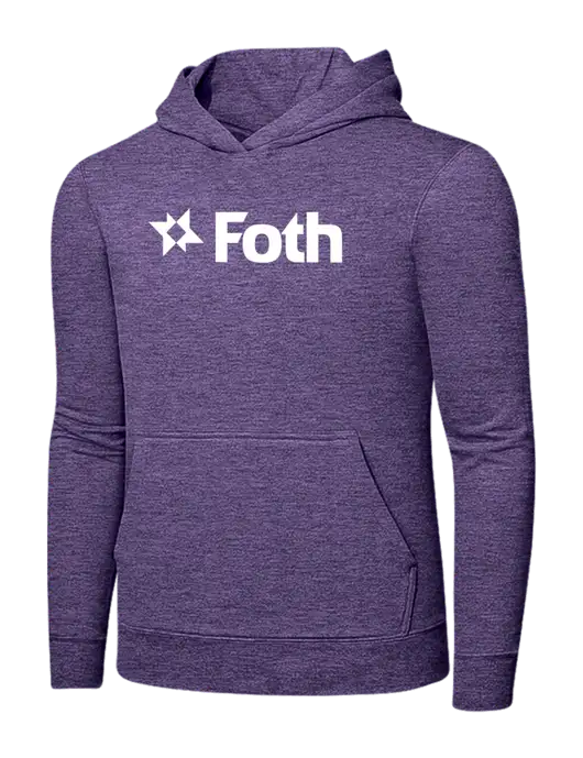 Heather Purple 7.8. oz Ring Spun Hooded Sweatshirt w/Foth Logo