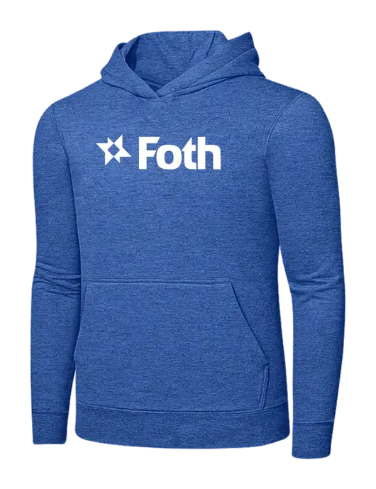 Heather Royal 7.8. oz Ring Spun Hooded Sweatshirt w/Foth Logo