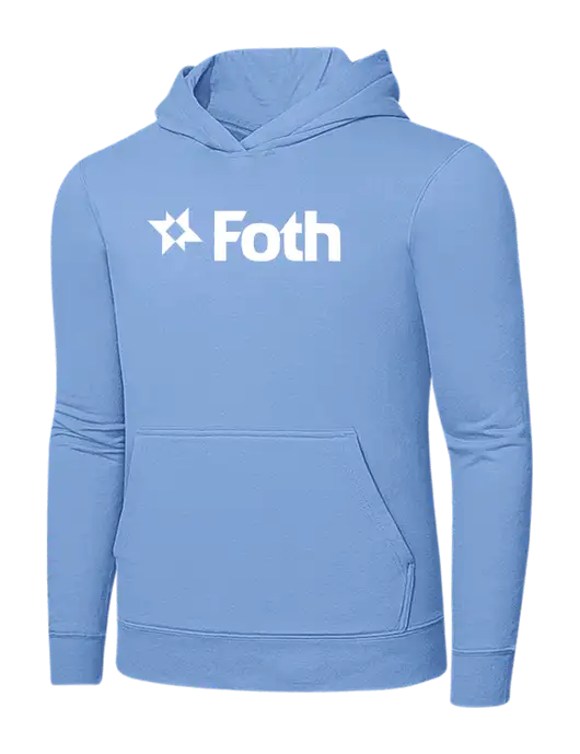 Light Blue 7.8. oz Ring Spun Hooded Sweatshirt w/Foth Logo