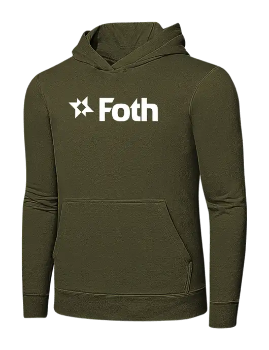 Dark Olive Green 7.8. oz Ring Spun Hooded Sweatshirt w/Foth Logo
