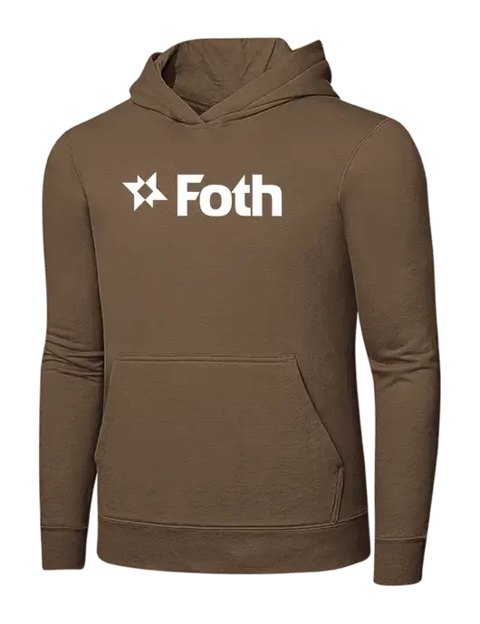Medium Brown 7.8 oz Ring Spun Hooded Sweatshirt w/Foth Logo