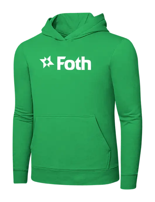 Light Kelly Green 7.8 oz Ring Spun Hooded Sweatshirt w/Foth Logo